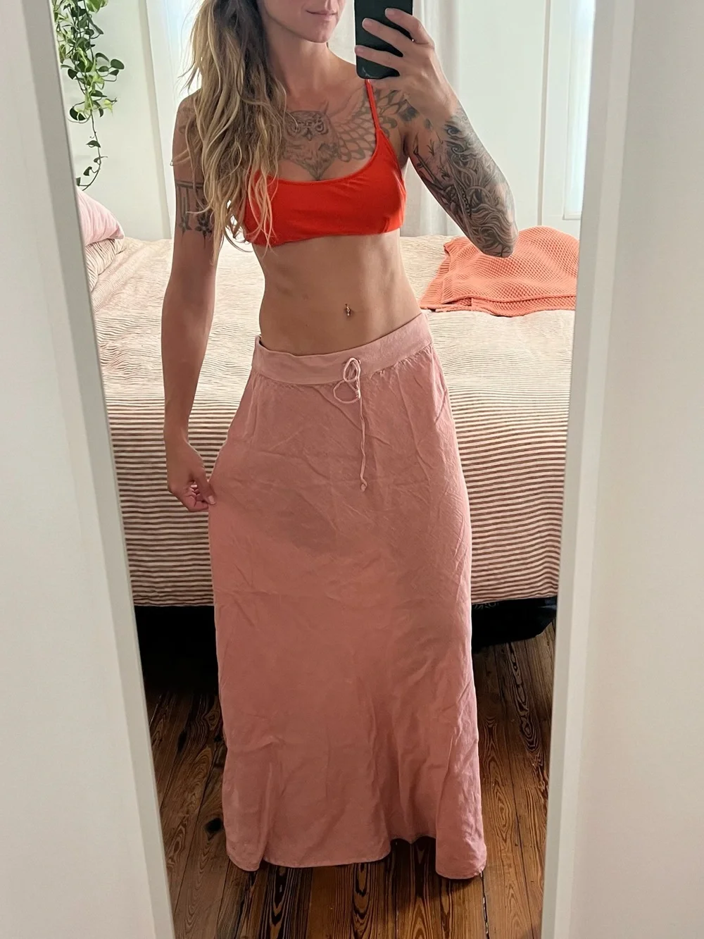 FLAX Linen/Cotton Drawstring Maxi Skirt